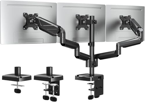Soporte de Monitor ELIVED para 3 Monitores de 13-27 Pulgadas hasta 9kg con VESA 75/100, Brazo de Gas Regulable EV006