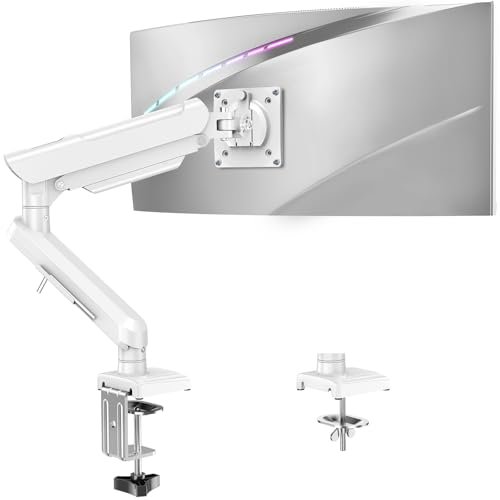 Soporte para Monitor ELIVED Gaming para Pantallas de 13-32" (2-9 kg), Brazo de Gas Altura Ajustable con VESA 75/100mm, Inclinable/Giratorio/360° Blanco, EV6011W